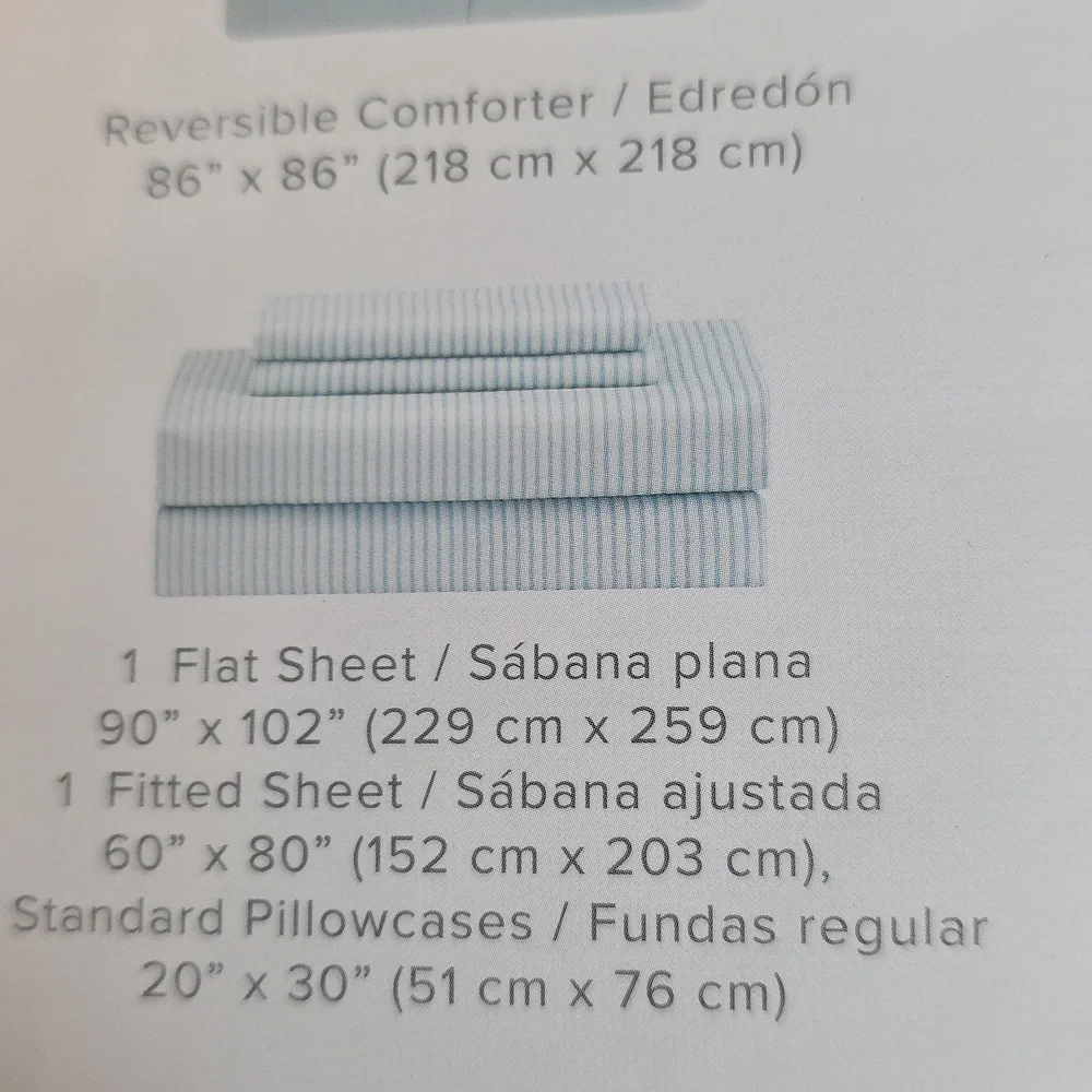 Fairfield Square Queen Austin Stripe/Solid Reversible 8 Pc. Comforter Set-Blue